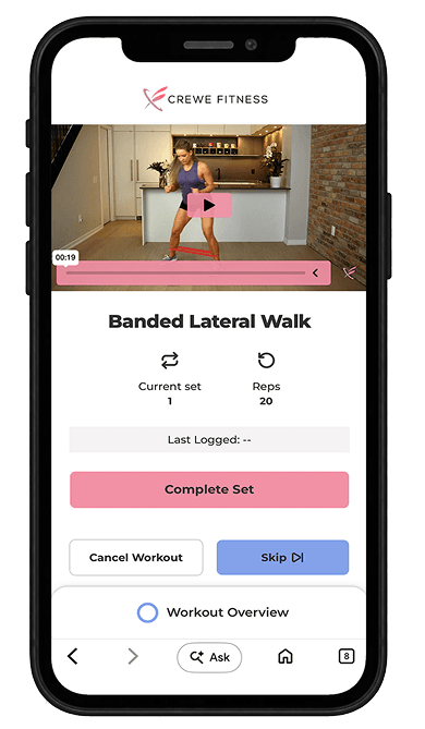 Crewe Fitness workout on a phone