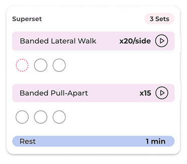 Superset workout with sets and rest
